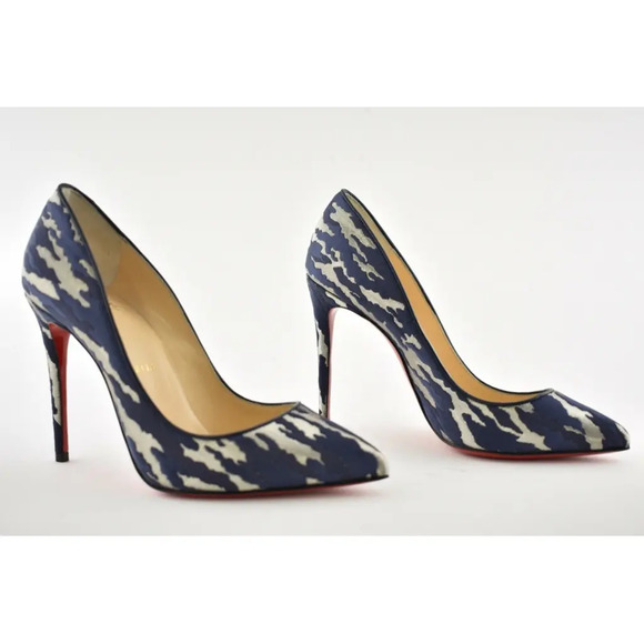 Christian Louboutin Pigalle Follies 100 Blue Camo JQ Camouloubi Heel Pump 36.5 - Picture 3 of 12